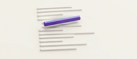 One violet line lifted out of a page, like a brand appearing in an AI answer